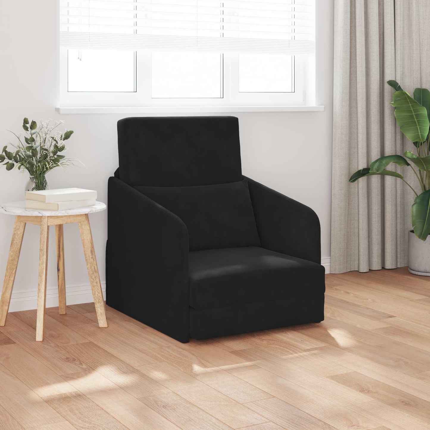 vidaXL Folding Sofa Bed Black 65 x 80 x 83 cm Velvet 3