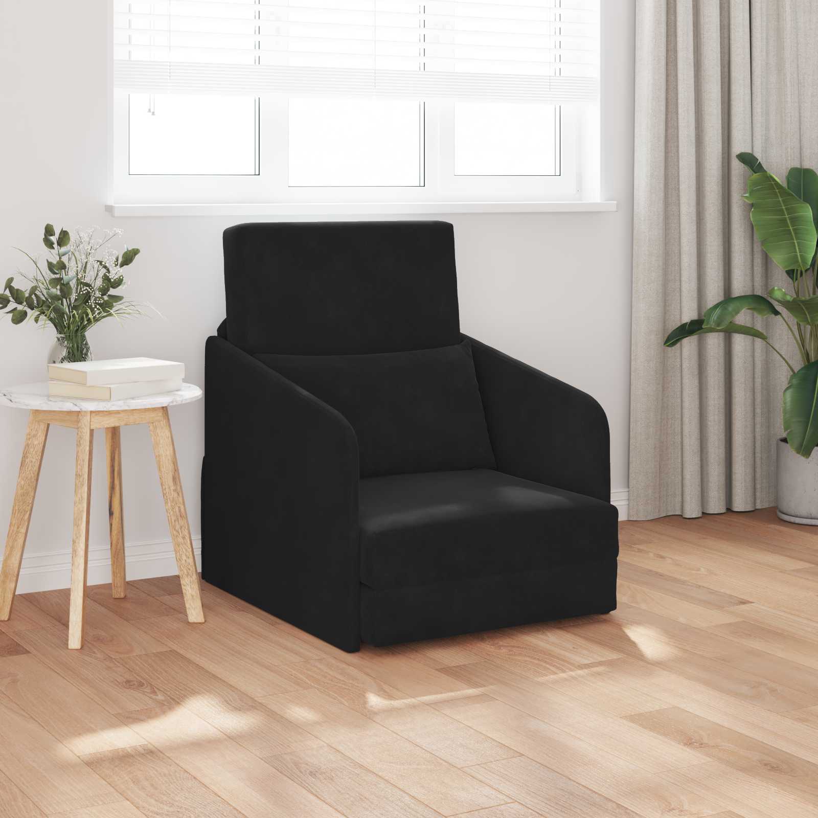 vidaXL Folding Sofa Bed Black 65 x 80 x 83 cm Velvet 3