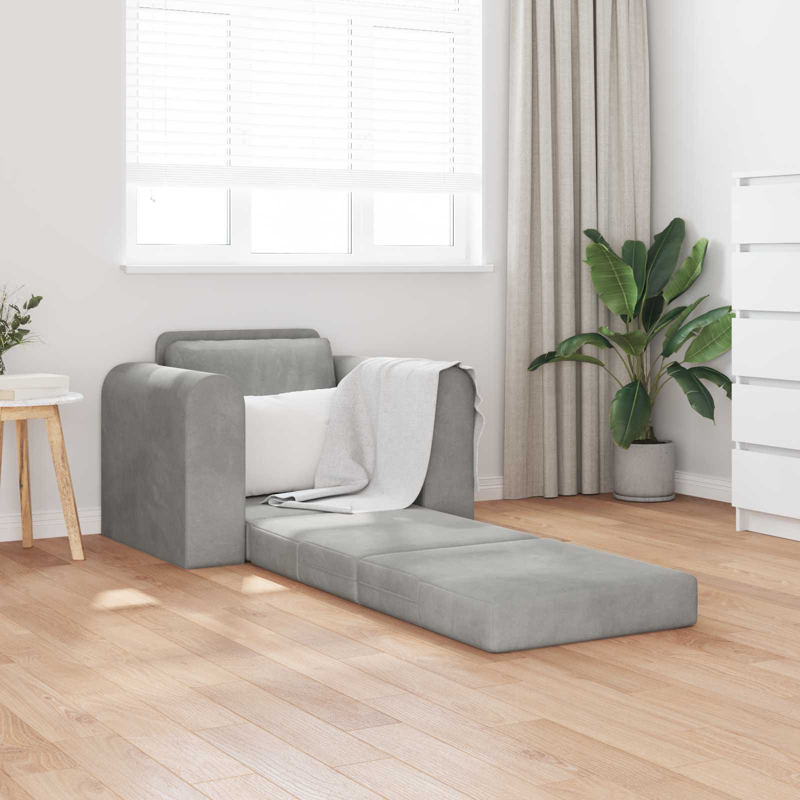 vidaXL Folding Sofa Bed Light Grey 98 x 71 x 83 cm Velvet 1
