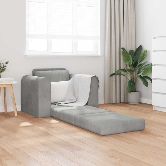 vidaXL Folding Sofa Bed Light Grey 98 x 71 x 83 cm Velvet 1