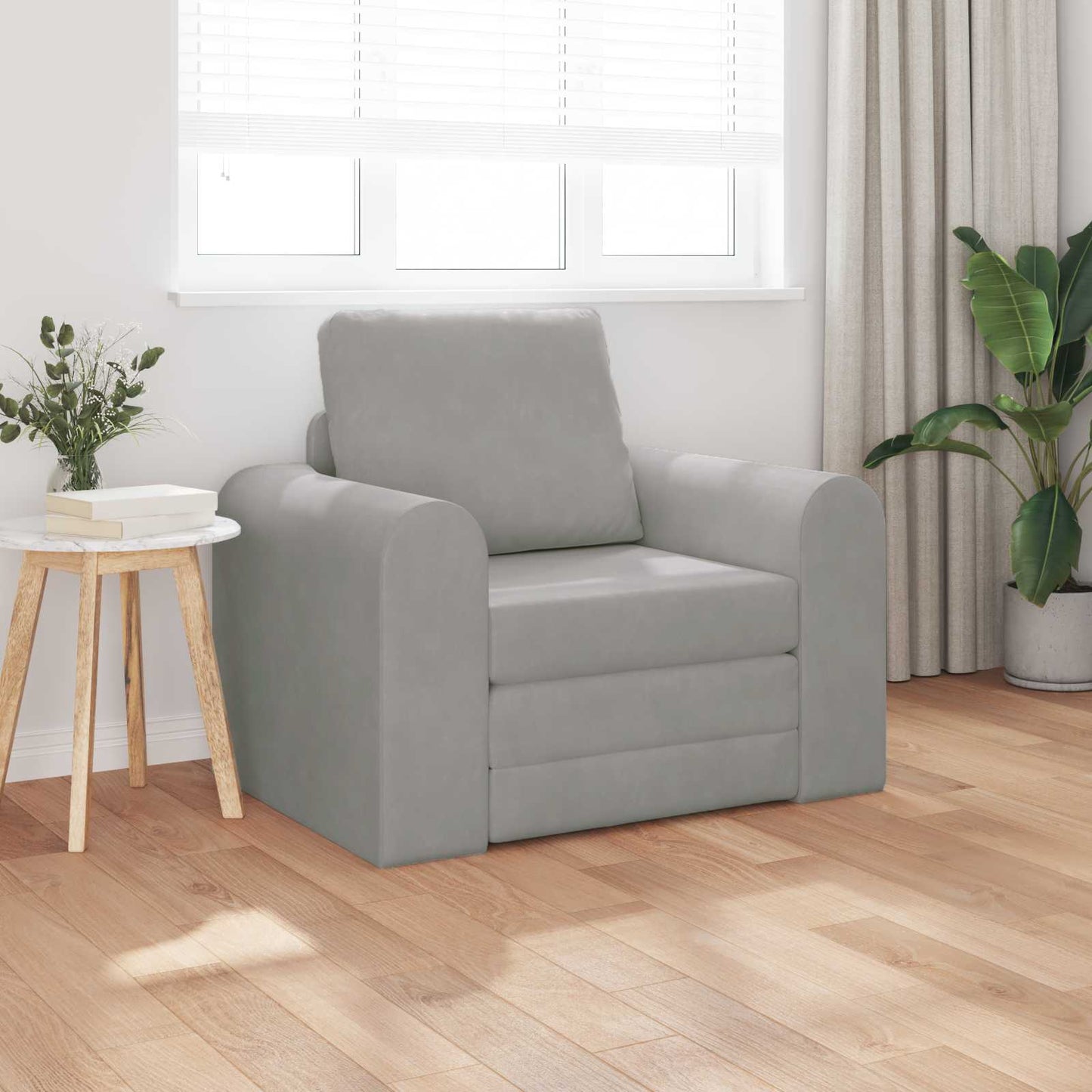 vidaXL Folding Sofa Bed Light Grey 98 x 71 x 83 cm Velvet 3