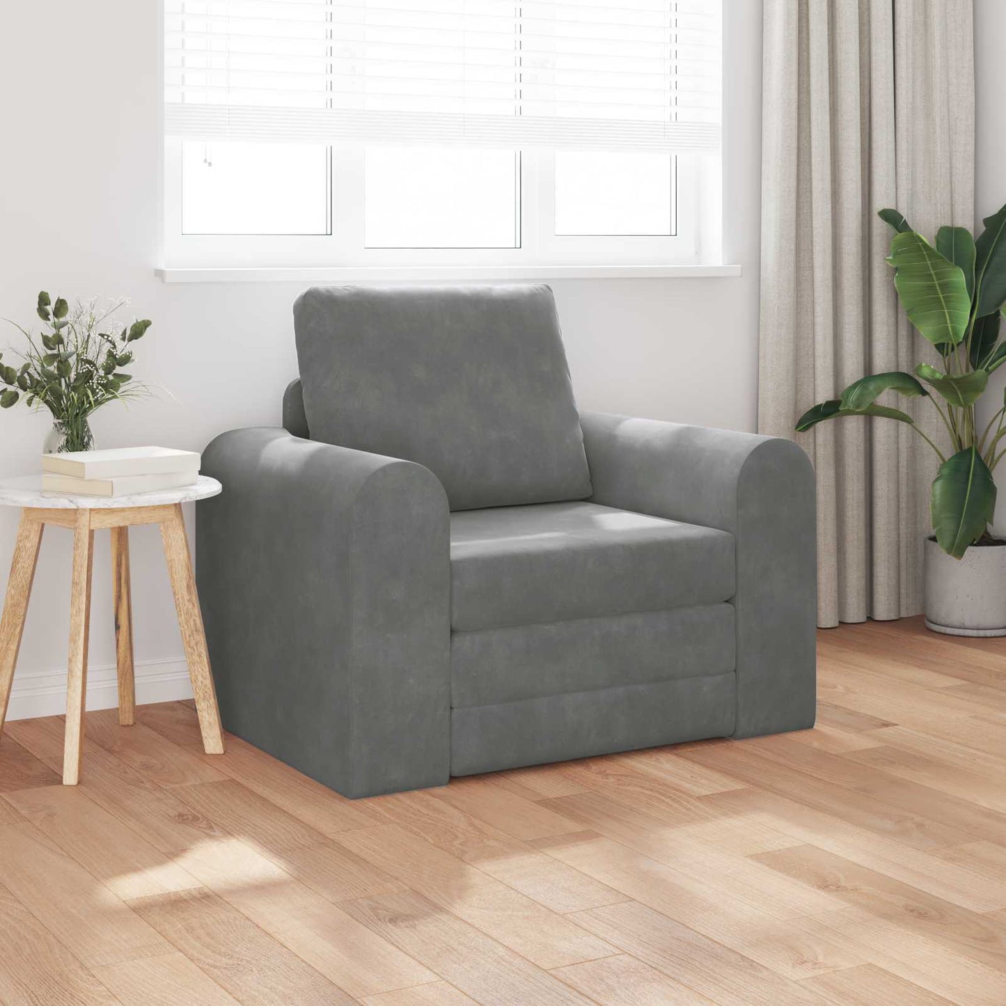 vidaXL Folding Sofa Bed Dark Grey 98 x 71 x 83 cm Velvet 3
