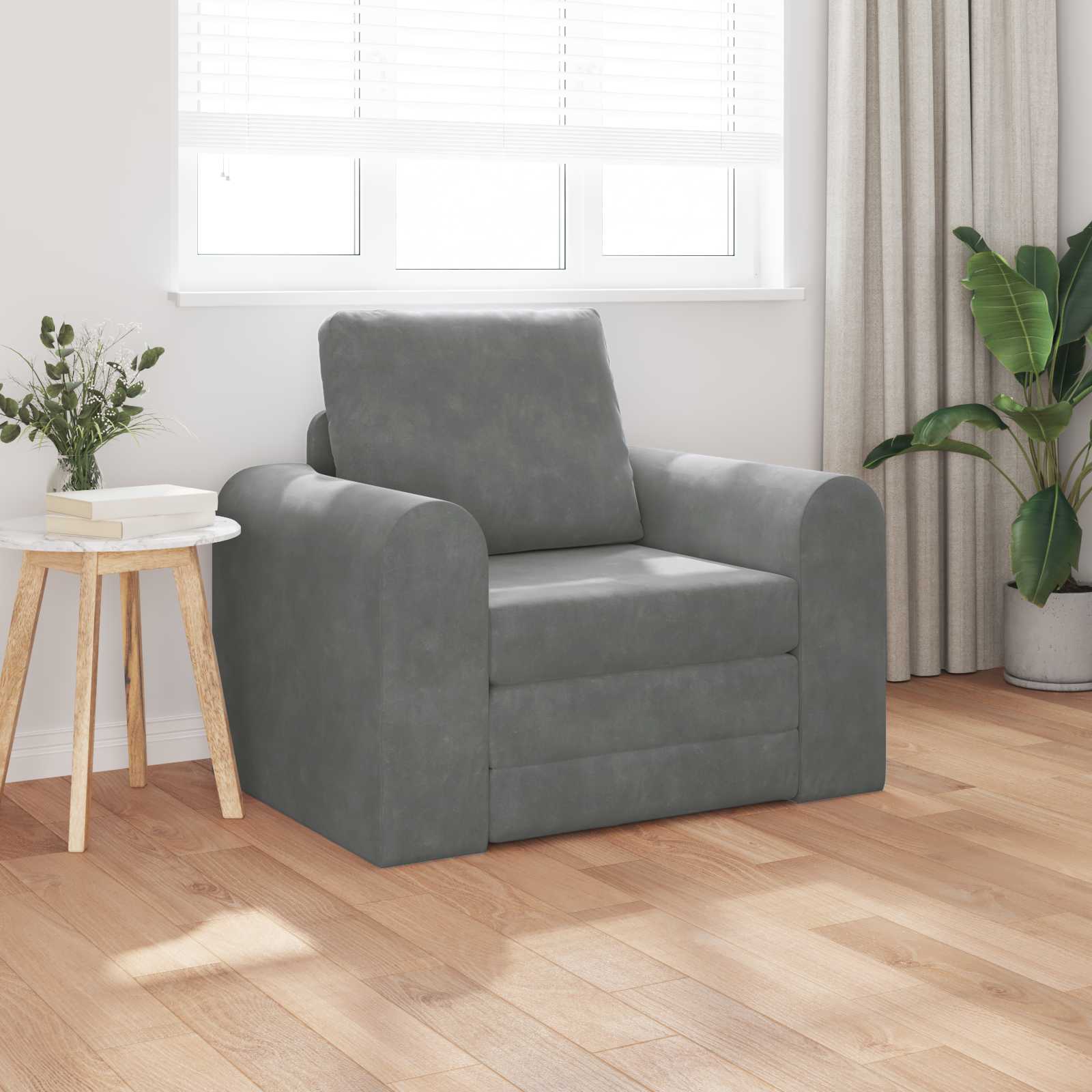 vidaXL Folding Sofa Bed Dark Grey 98 x 71 x 83 cm Velvet 3