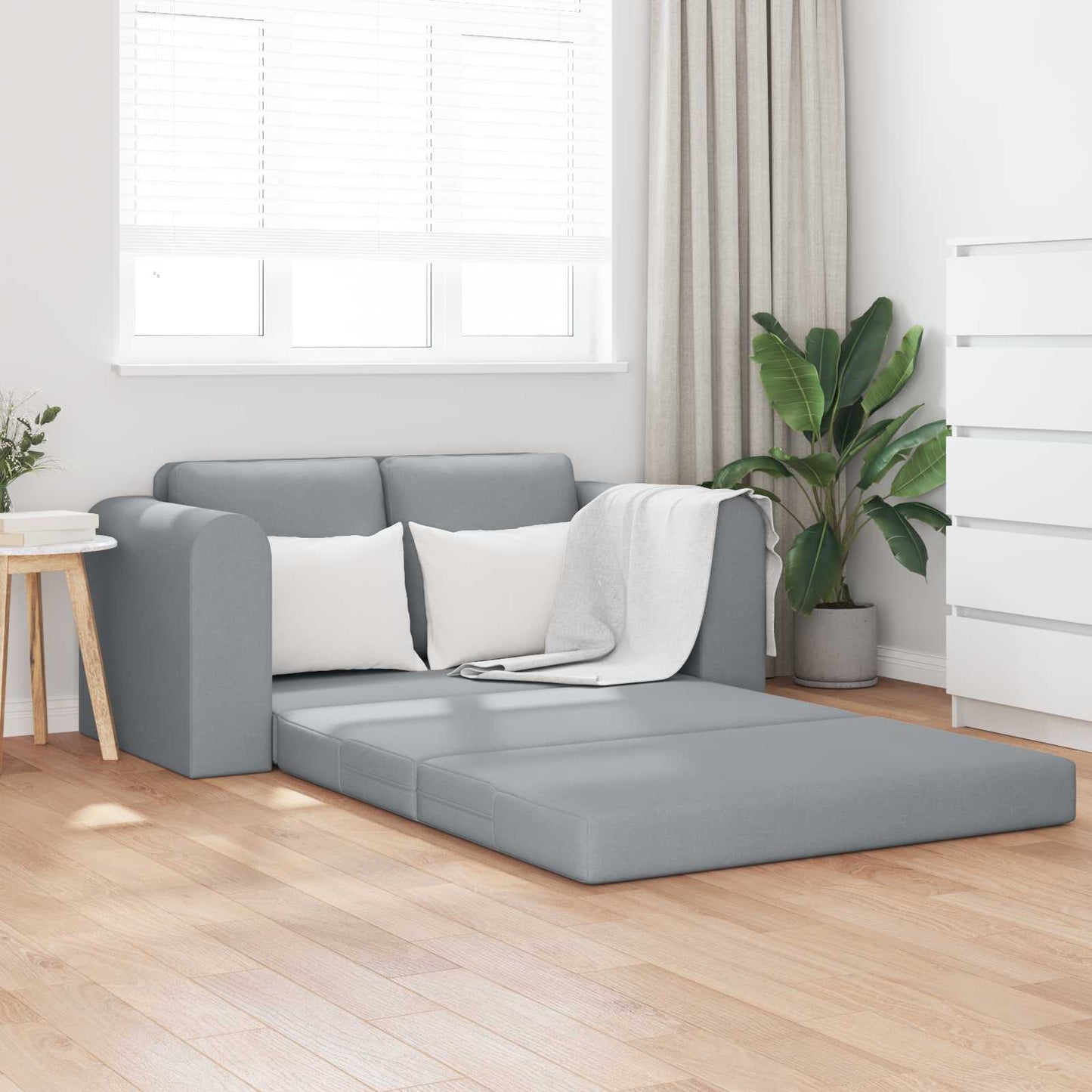 vidaXL Folding Sofa Bed Light Grey 148 x 71 x 83 cm Fabric 1