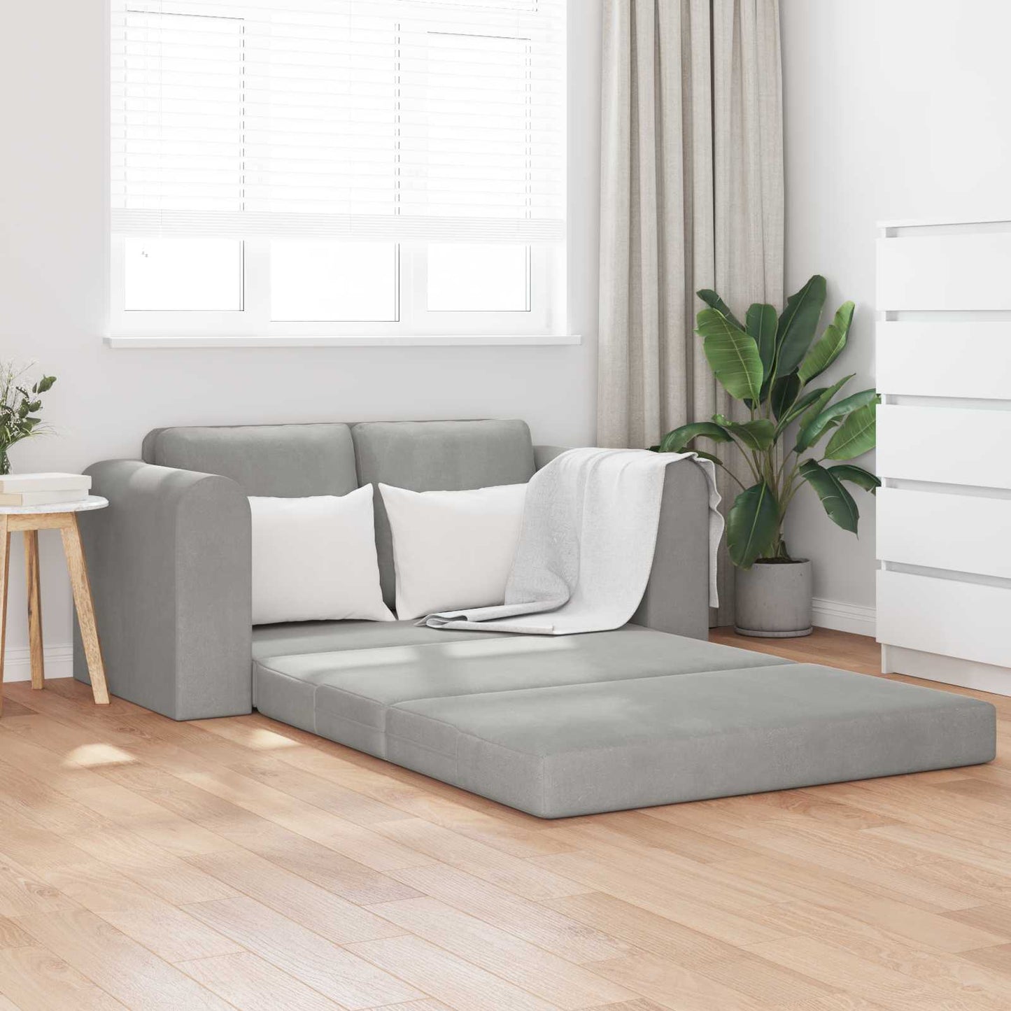 vidaXL Folding Sofa Bed Light Grey 148 x 71 x 83 cm Velvet 1