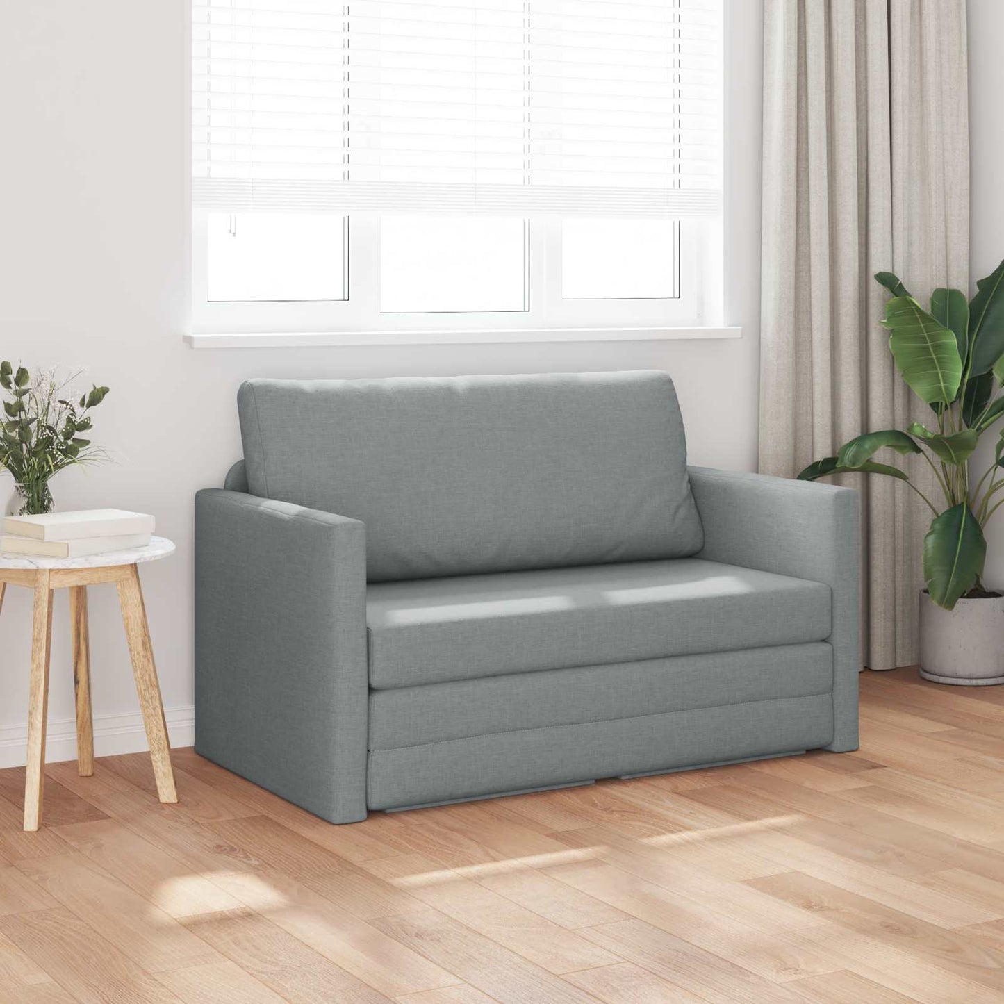 vidaXL 2-Seater Folding Sofa Bed Light Grey 124 x 71 x 78 cm Fabric 3