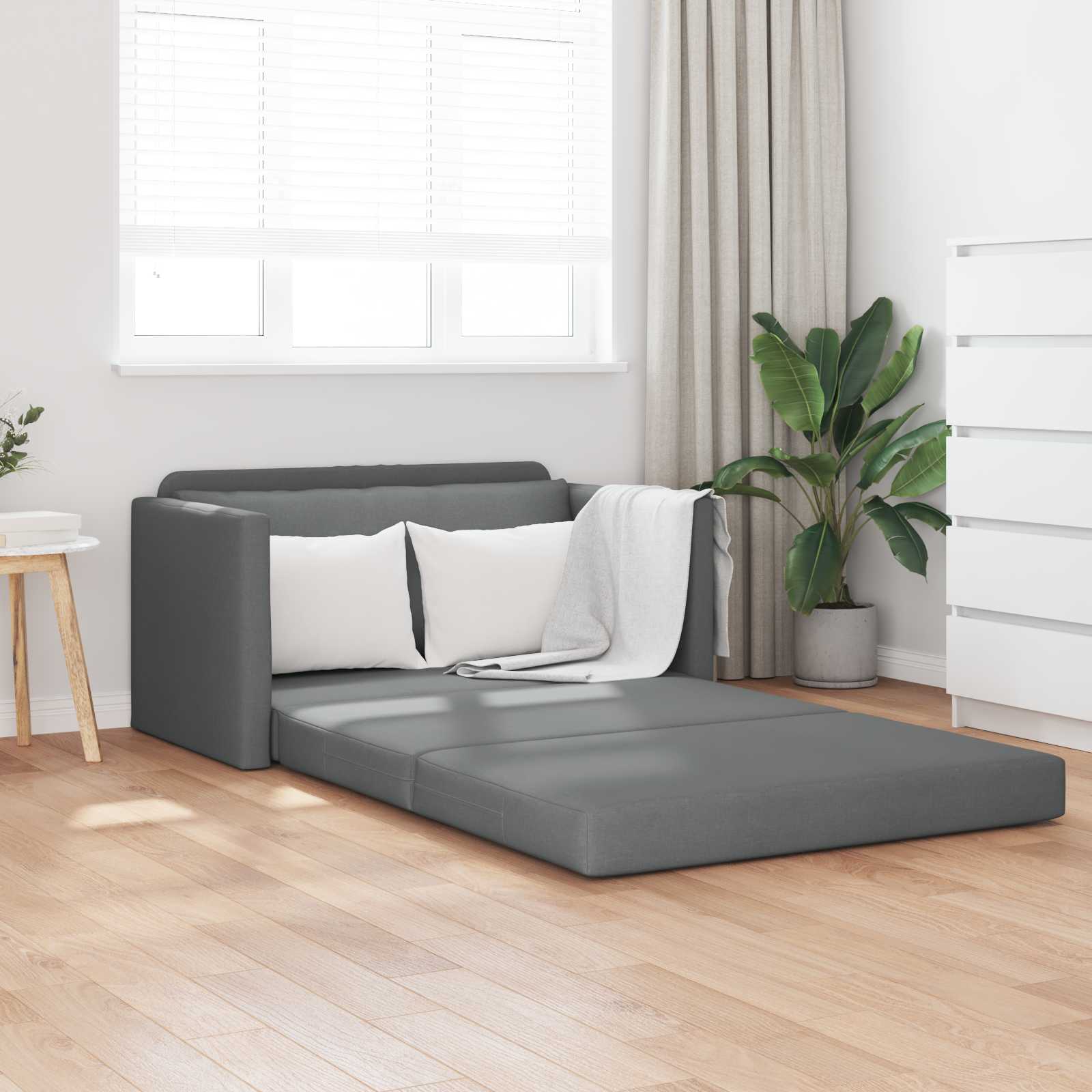 vidaXL 2-Seater Folding Sofa Bed Dark Grey 124 x 71 x 78 cm Fabric 1