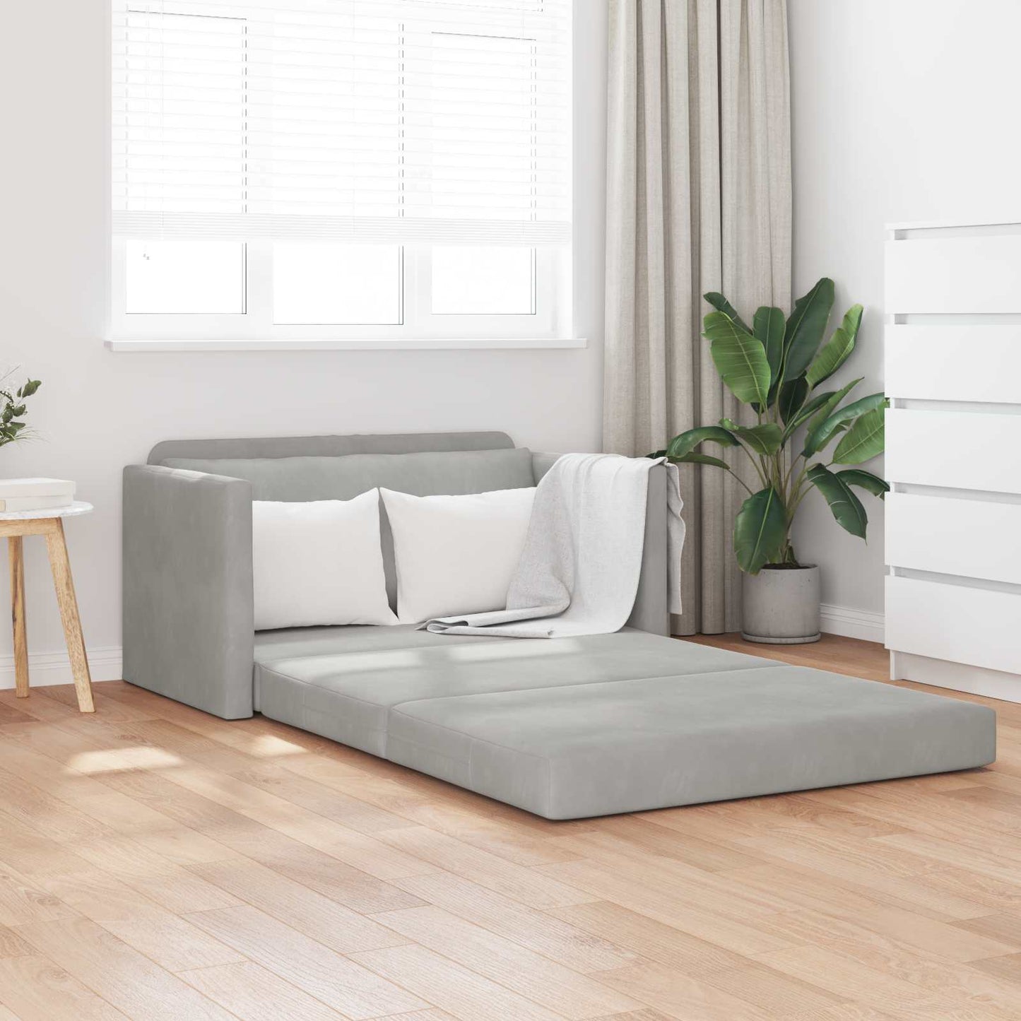 vidaXL Folding Sofa Bed Light Grey 124 x 71 x 78 cm Velvet 1