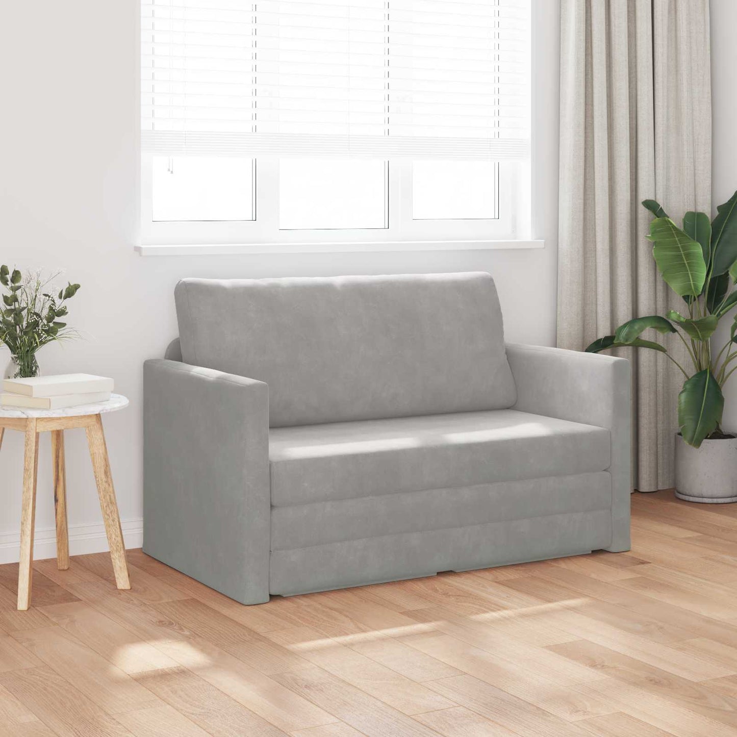 vidaXL Folding Sofa Bed Light Grey 124 x 71 x 78 cm Velvet 3