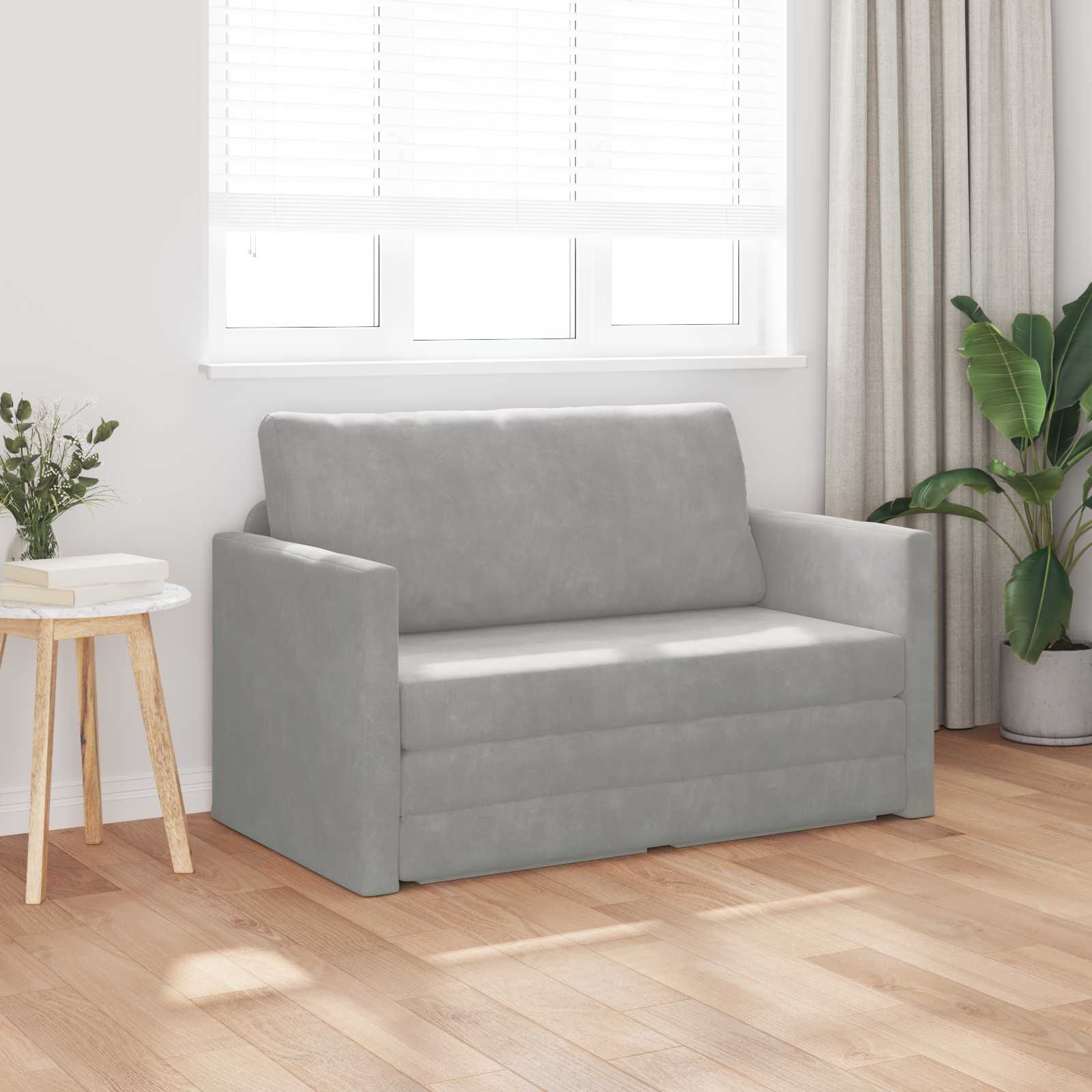 vidaXL Folding Sofa Bed Light Grey 124 x 71 x 78 cm Velvet 3