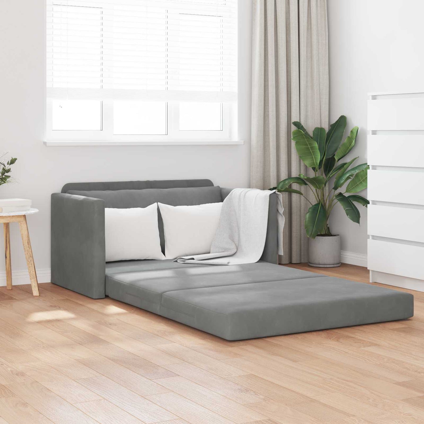 vidaXL Folding Sofa Bed Dark Grey 124 x 71 x 78 cm Velvet 1