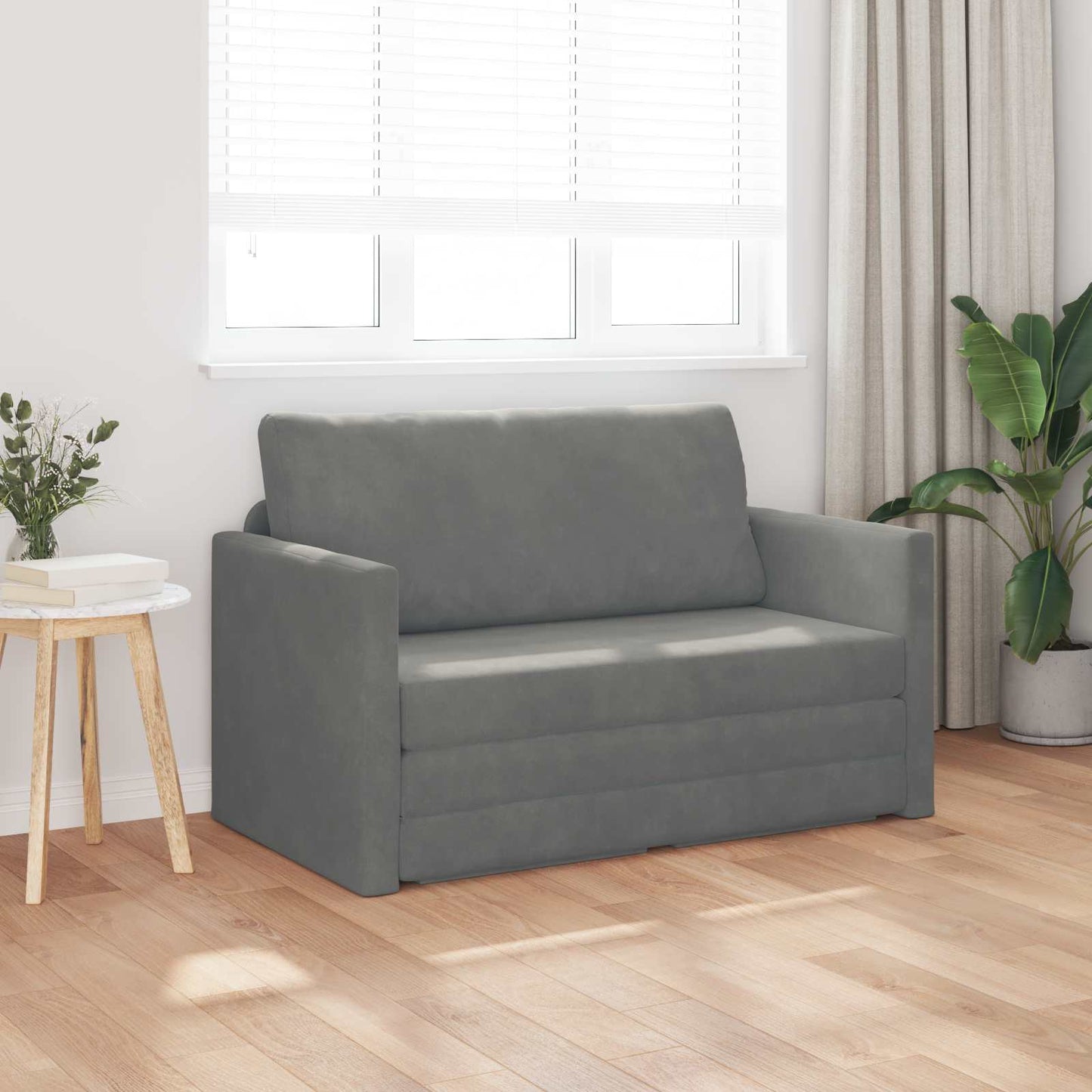 vidaXL Folding Sofa Bed Dark Grey 124 x 71 x 78 cm Velvet 3