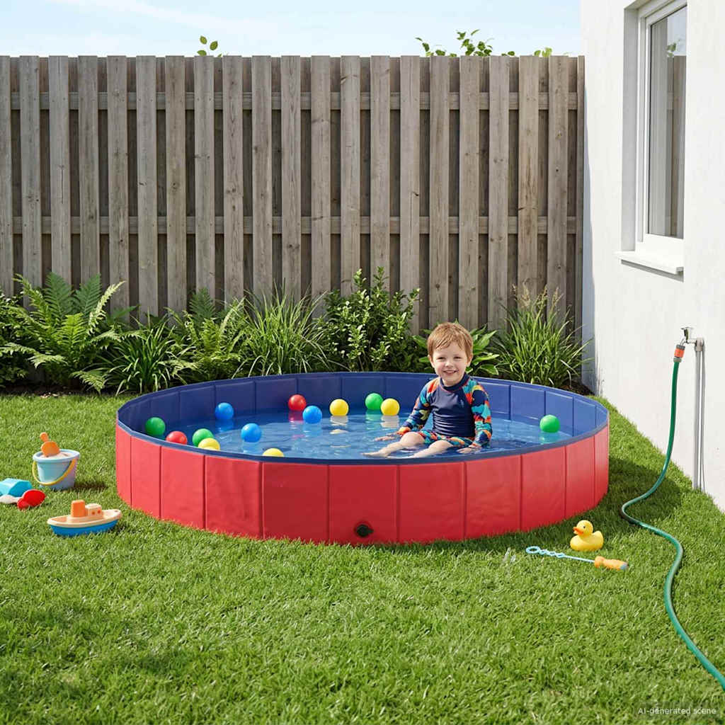 Children Swimming Pool Ø Round for Child Red 200 cm 30 cm