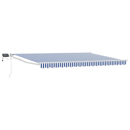 vidaXL Manual Retractable Awning with LEDs Blue and White 5 x 3 m 2