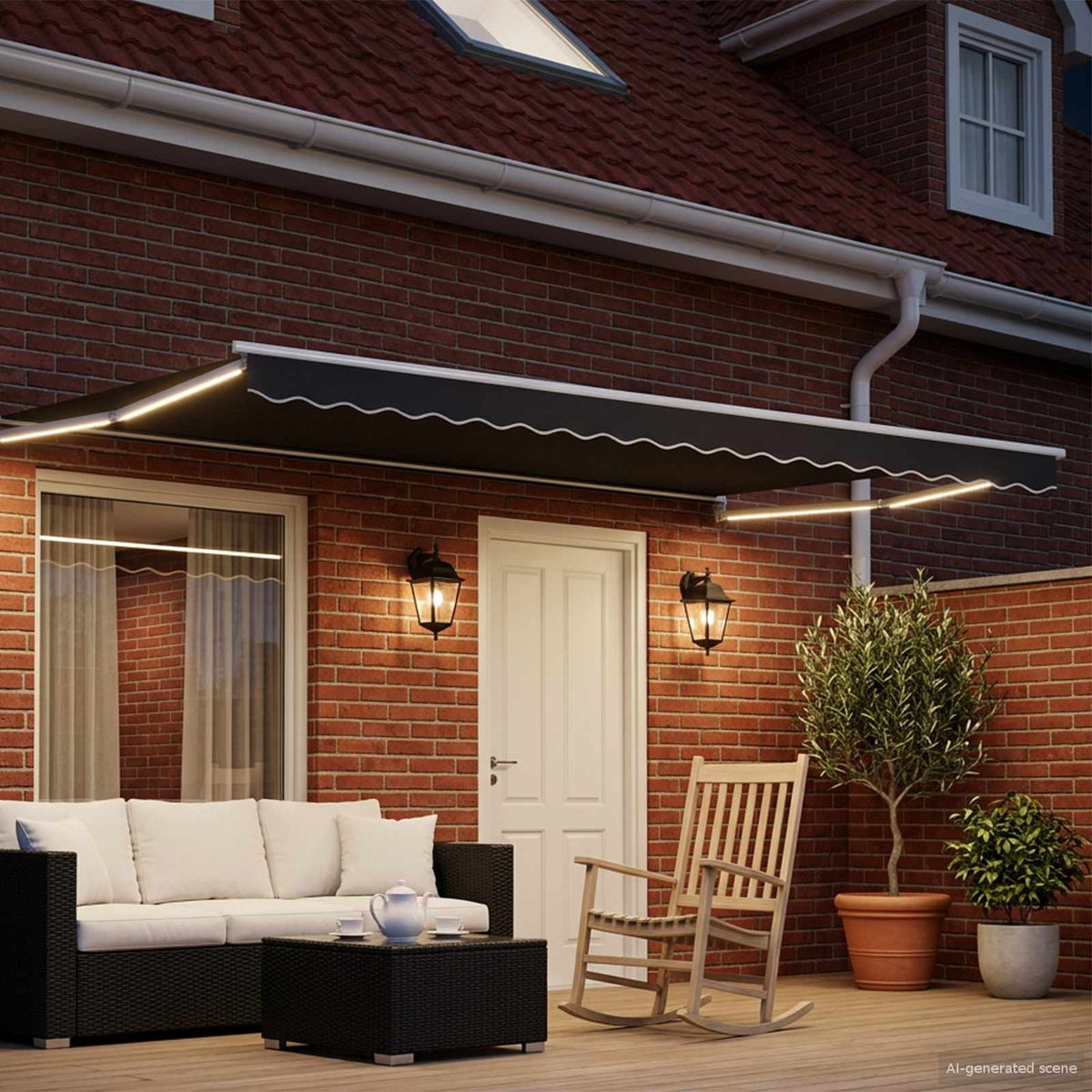 vidaXL Manual Retractable Awning with LEDs 5 x 3 m 3