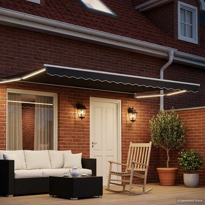 vidaXL Manual Retractable Awning with LEDs 5 x 3 m 3