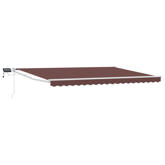 vidaXL Manual Retractable Awning with LEDs Brown and White 5 x 3 m 2