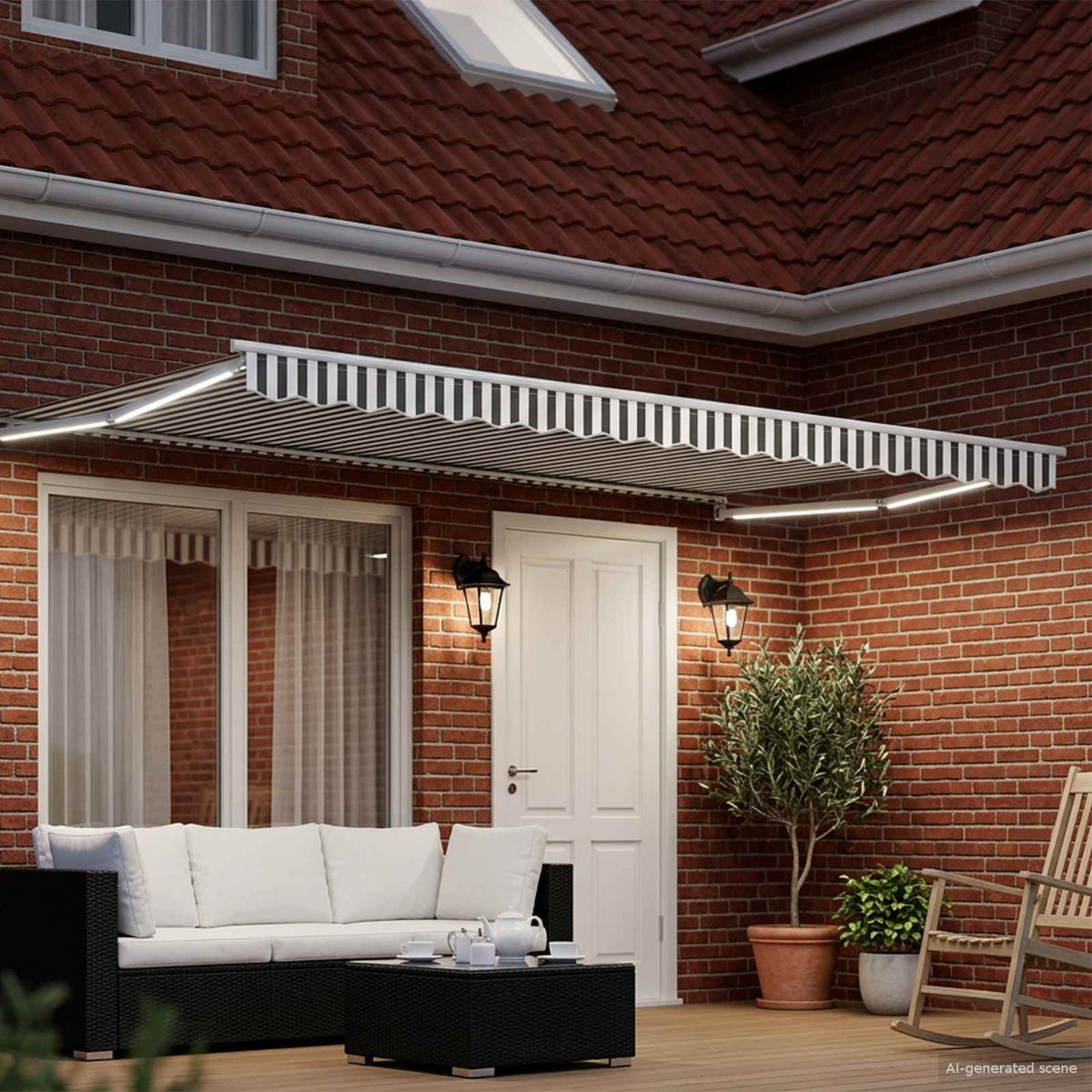 vidaXL Manual Retractable Awning with LEDs 5 x 3 m 3