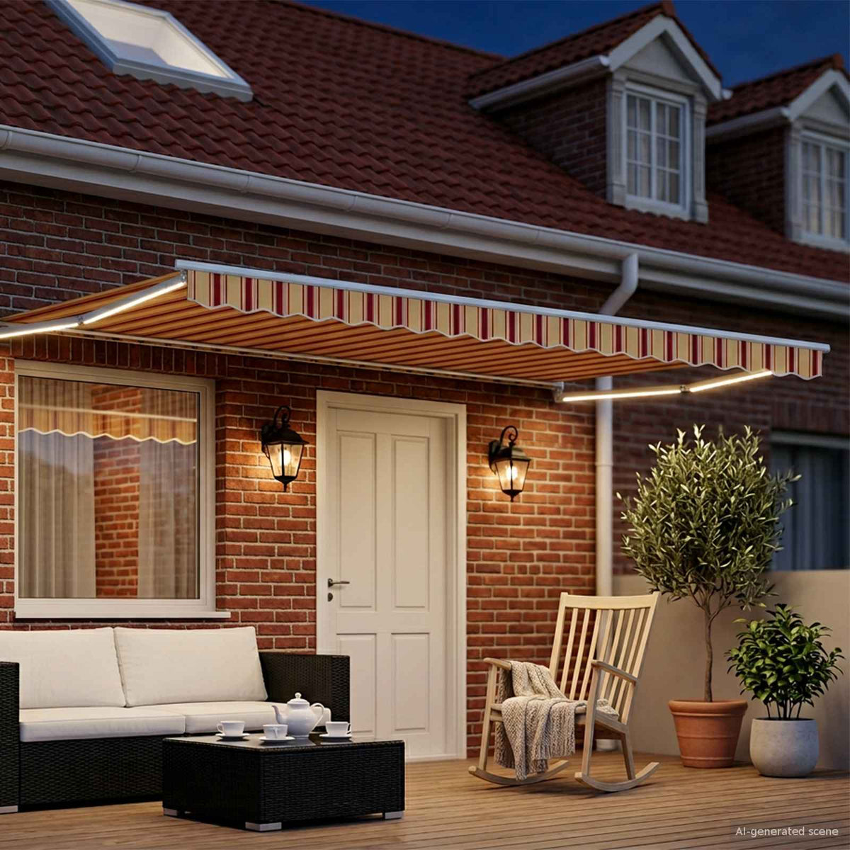 vidaXL Manual Retractable Awning with LEDs Multicolour 5 x 3 m 3