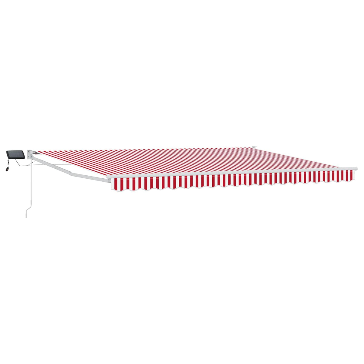 Manual Awning with Solar LED 5 x 3 m 100% Polyester White Drop 3 m Width 5 m Red and white