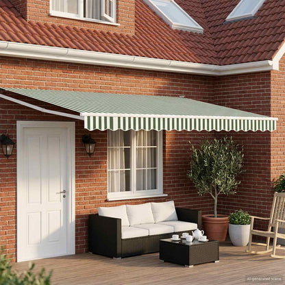 vidaXL Manual Retractable Awning with LEDs Green and White 5 x 3 m 1