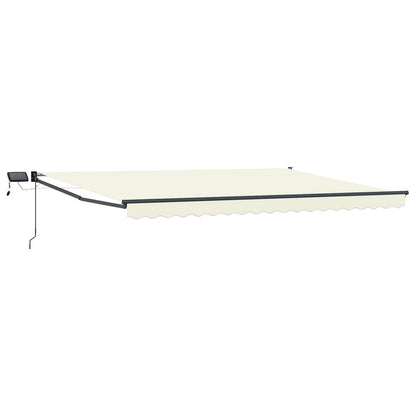 Manual Awning with Solar LED 5 x 3 m 100% Polyester Anthracite Drop 3 m Width 5 m Cream