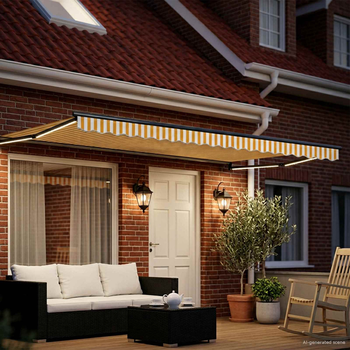 vidaXL Manual Retractable Awning with LEDs 5 x 3 m 3