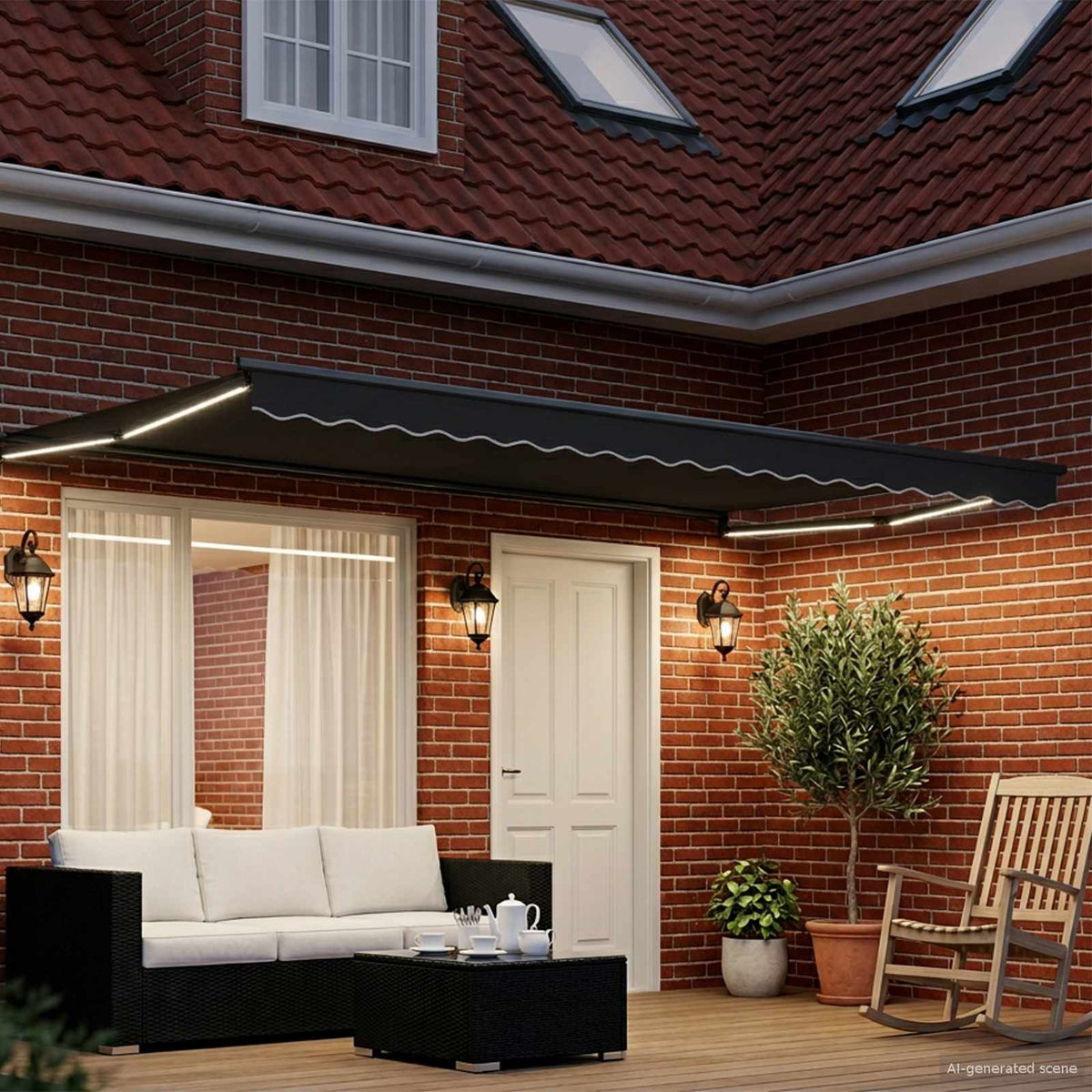 vidaXL Manual Retractable Awning with LEDs Anthracite 5 x 3 m 3