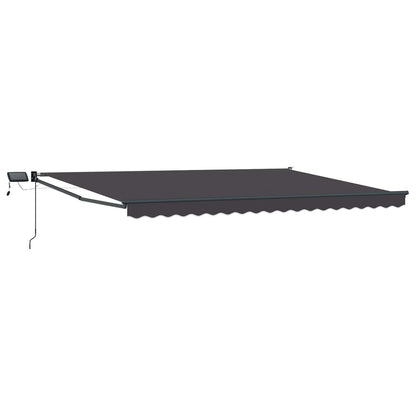 Manual Awning with Solar LED 5 x 3 m 100% Polyester Anthracite Drop 3 m Width 5 m Anthracite