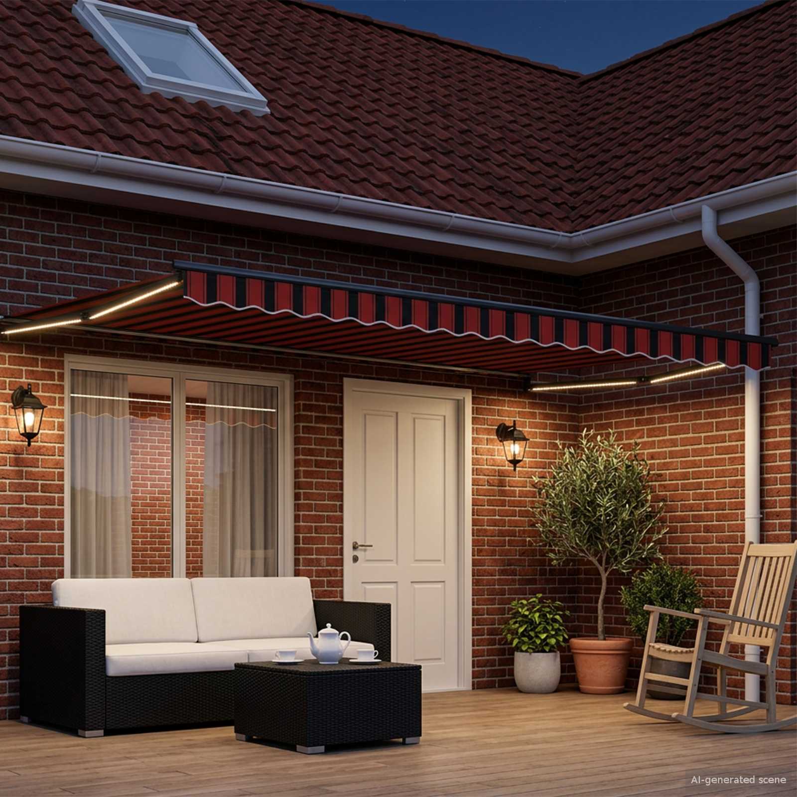 vidaXL Manual Retractable Awning with LEDs 5 x 3 m 3