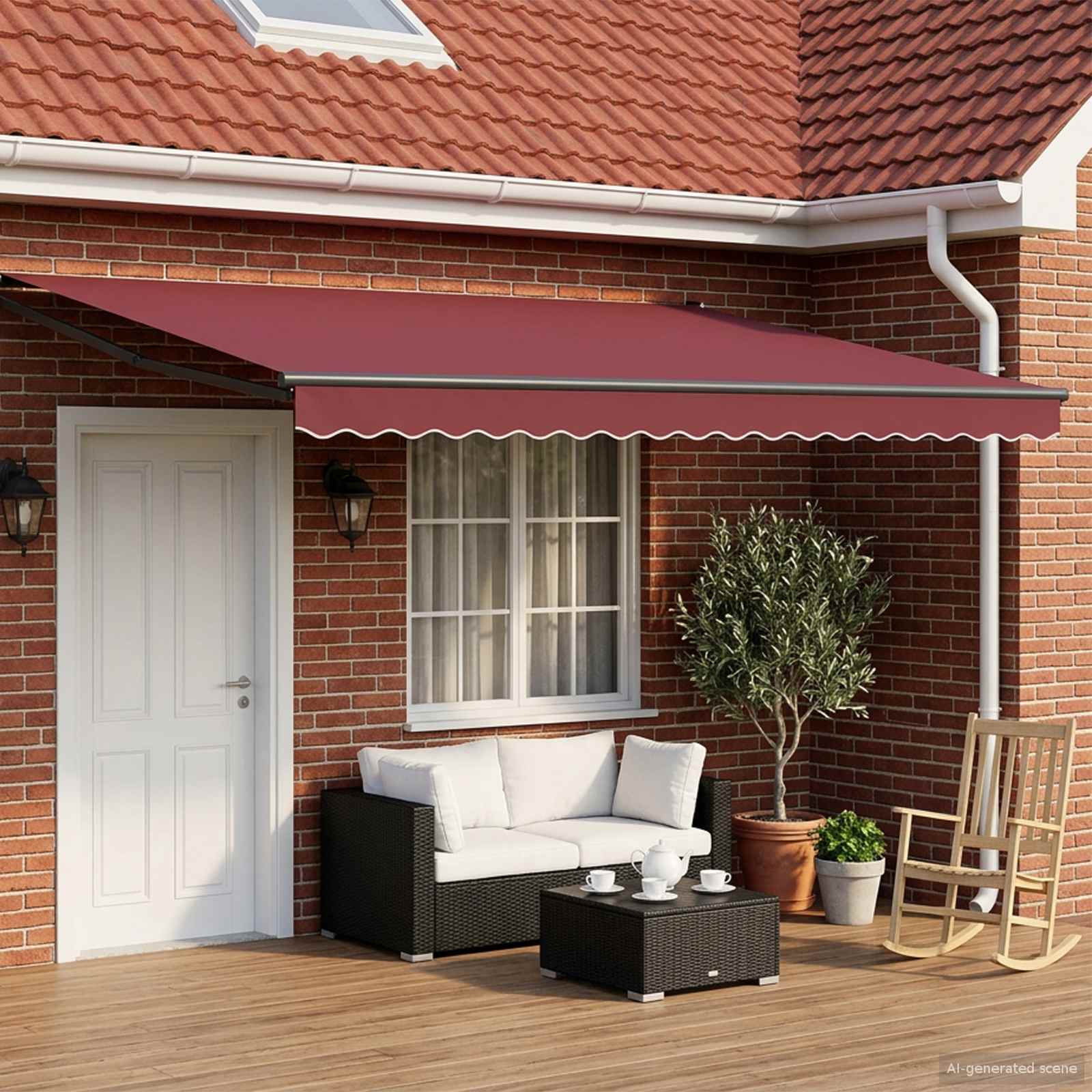 vidaXL Manual Retractable Awning with LEDs 5 x 3 m 1