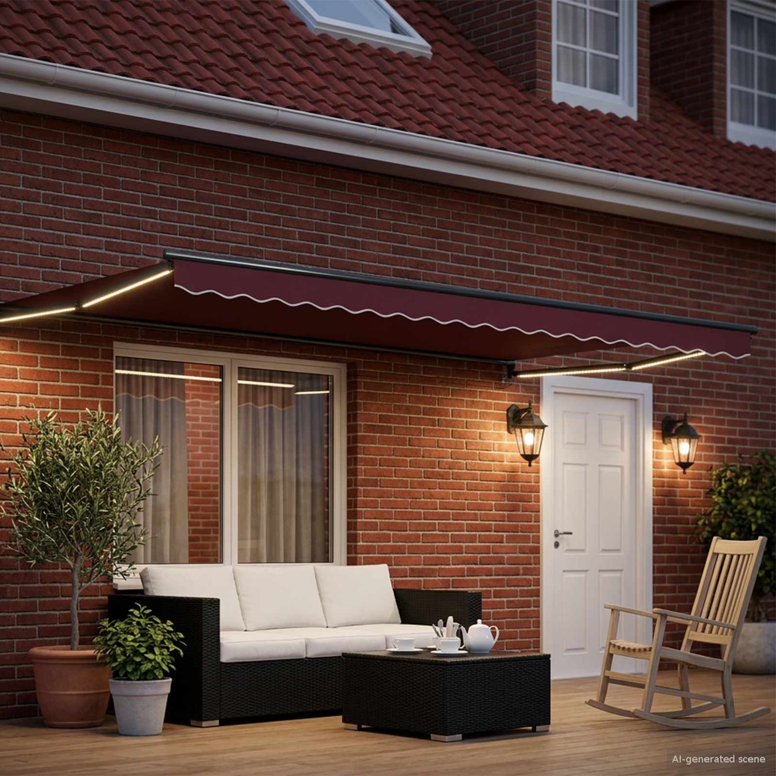 vidaXL Manual Retractable Awning with LEDs 5 x 3 m 3