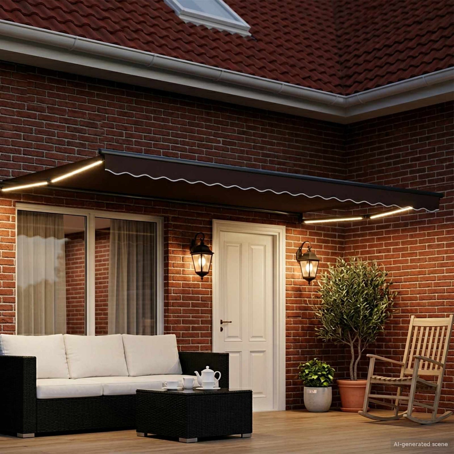 vidaXL Manual Retractable Awning with LEDs 5 x 3 m 3