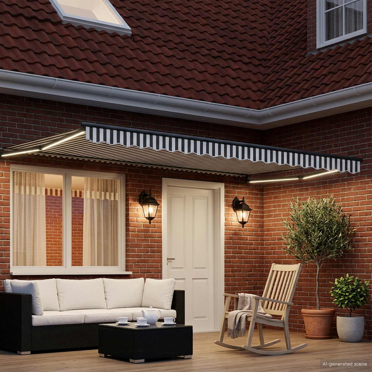 vidaXL Manual Retractable Awning with LEDs 5 x 3 m 3
