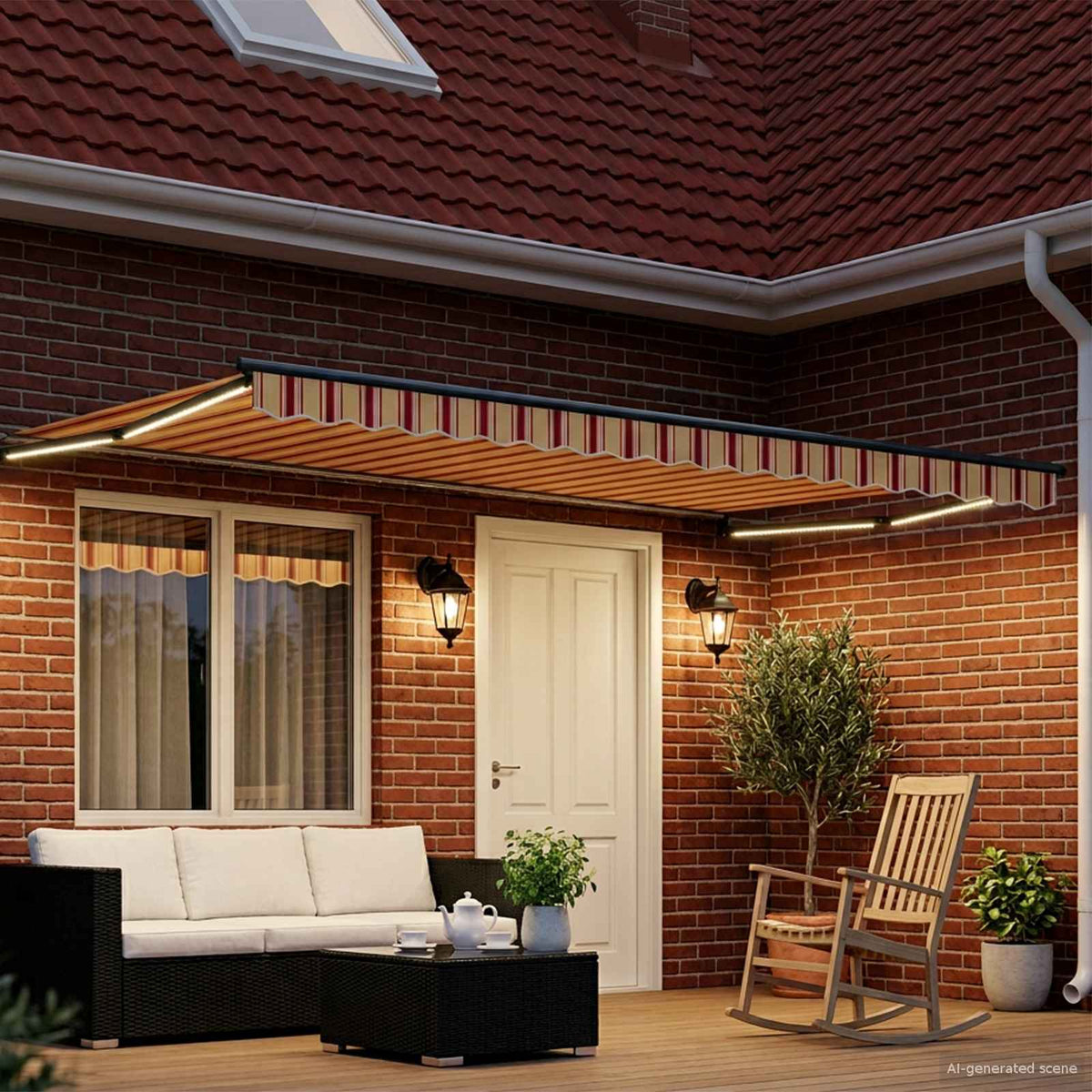 vidaXL Manual Retractable Awning with LEDs Multicolour 5 x 3 m 3