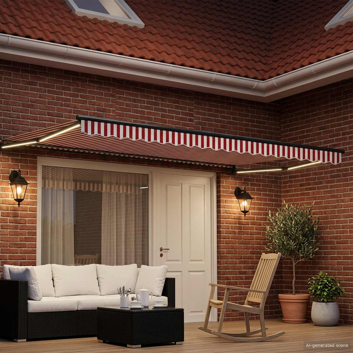 vidaXL Manual Retractable Awning with LEDs 5 x 3 m 3