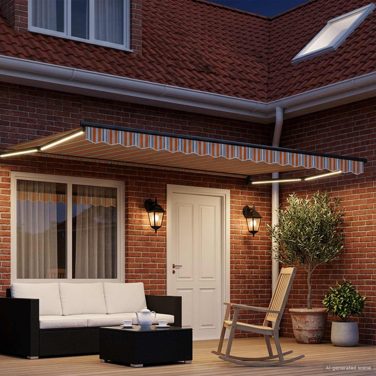 vidaXL Manual Retractable Awning with LEDs 5 x 3 m 3