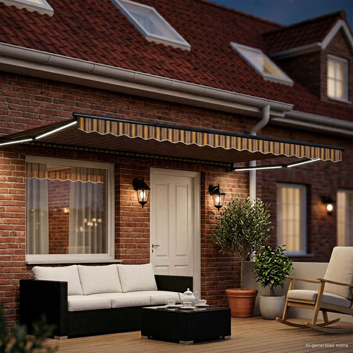 vidaXL Manual Retractable Awning with LEDs 5 x 3 m 3