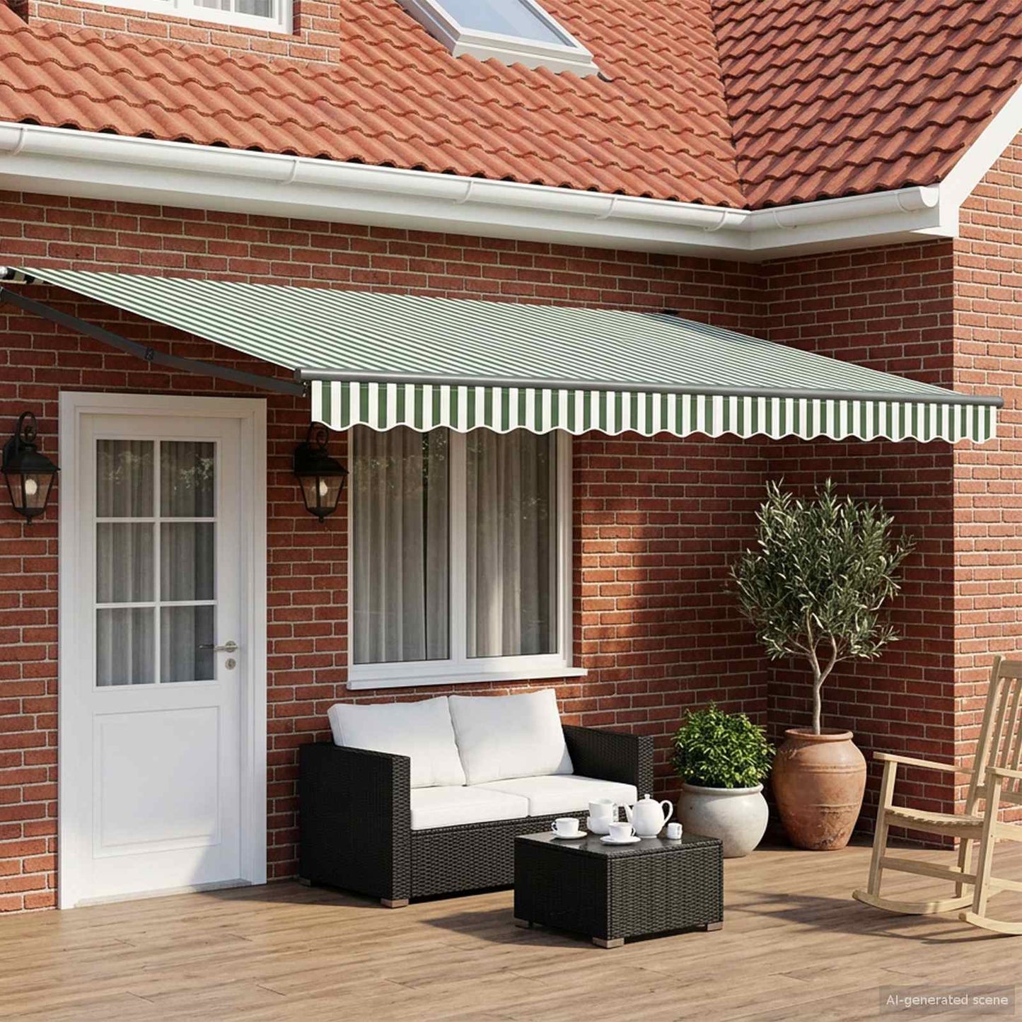 vidaXL Manual Retractable Awning with LEDs 5 x 3 m 1