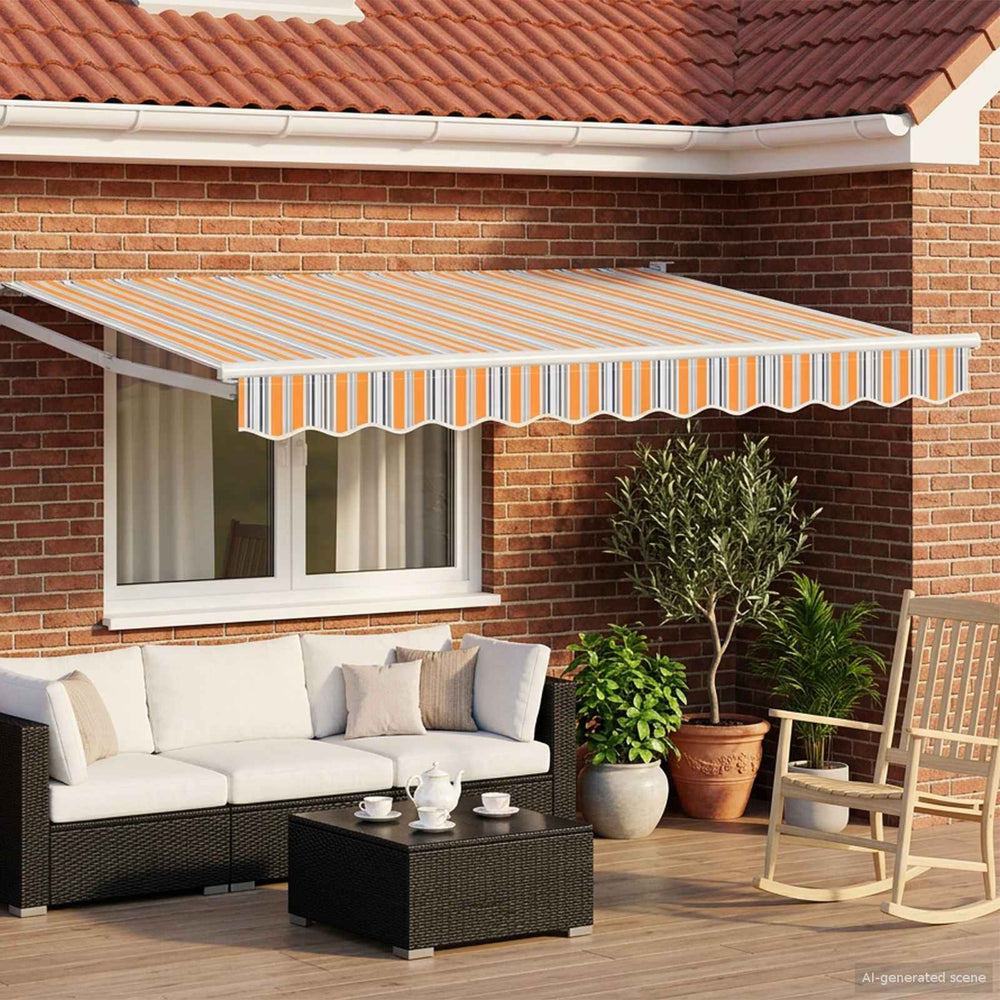 vidaXL Electric Retractable Awning Grey, Orange and White 3.5 x 2.5 m