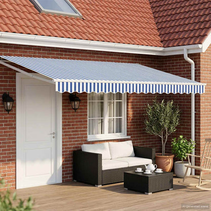 vidaXL Electric Retractable Awning Blue and White 4 x 3 m 1