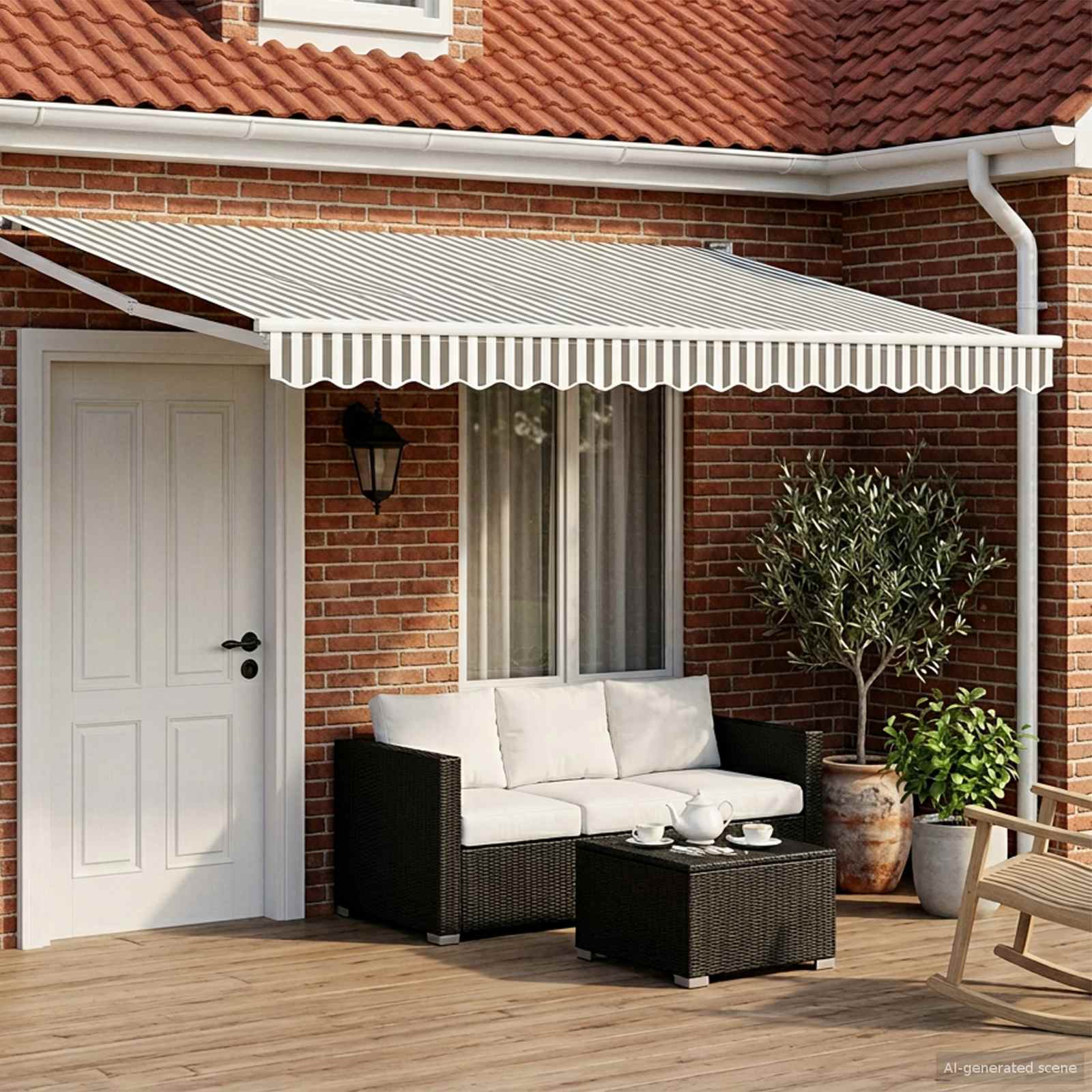 vidaXL Electric Retractable Awning Anthracite and White 4 x 3 m 1
