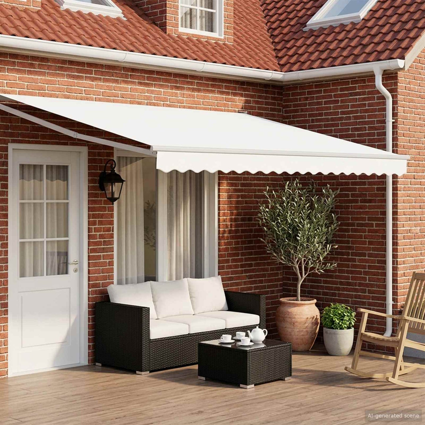 vidaXL Electric Retractable Awning White 4 x 3 m 1