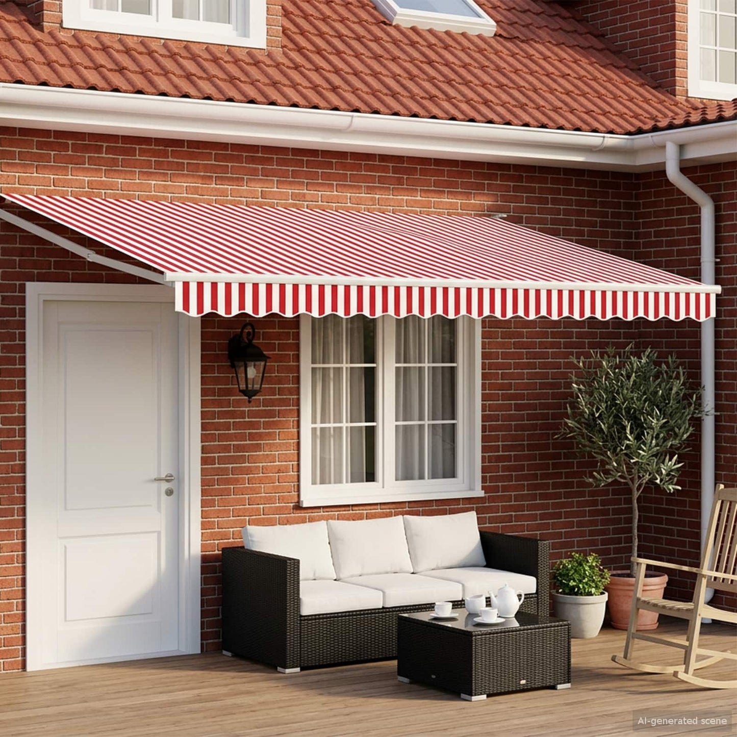 vidaXL Electric Retractable Awning Red and White 4.5 x 3 m 1