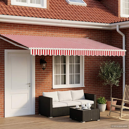 vidaXL Electric Retractable Awning Red and White 4.5 x 3 m 1