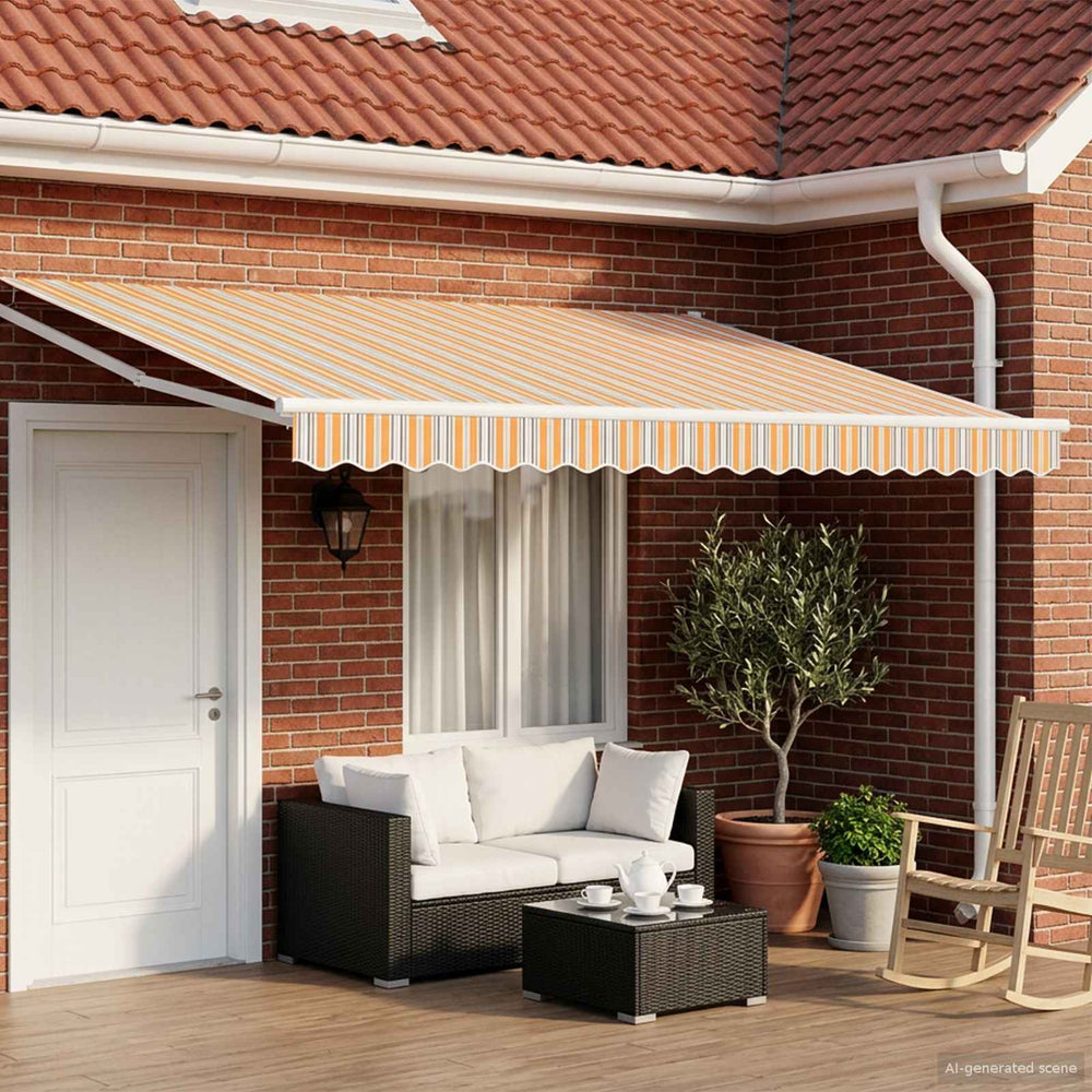 vidaXL Electric Retractable Awning Grey, Orange and White 4.5 x 3 m