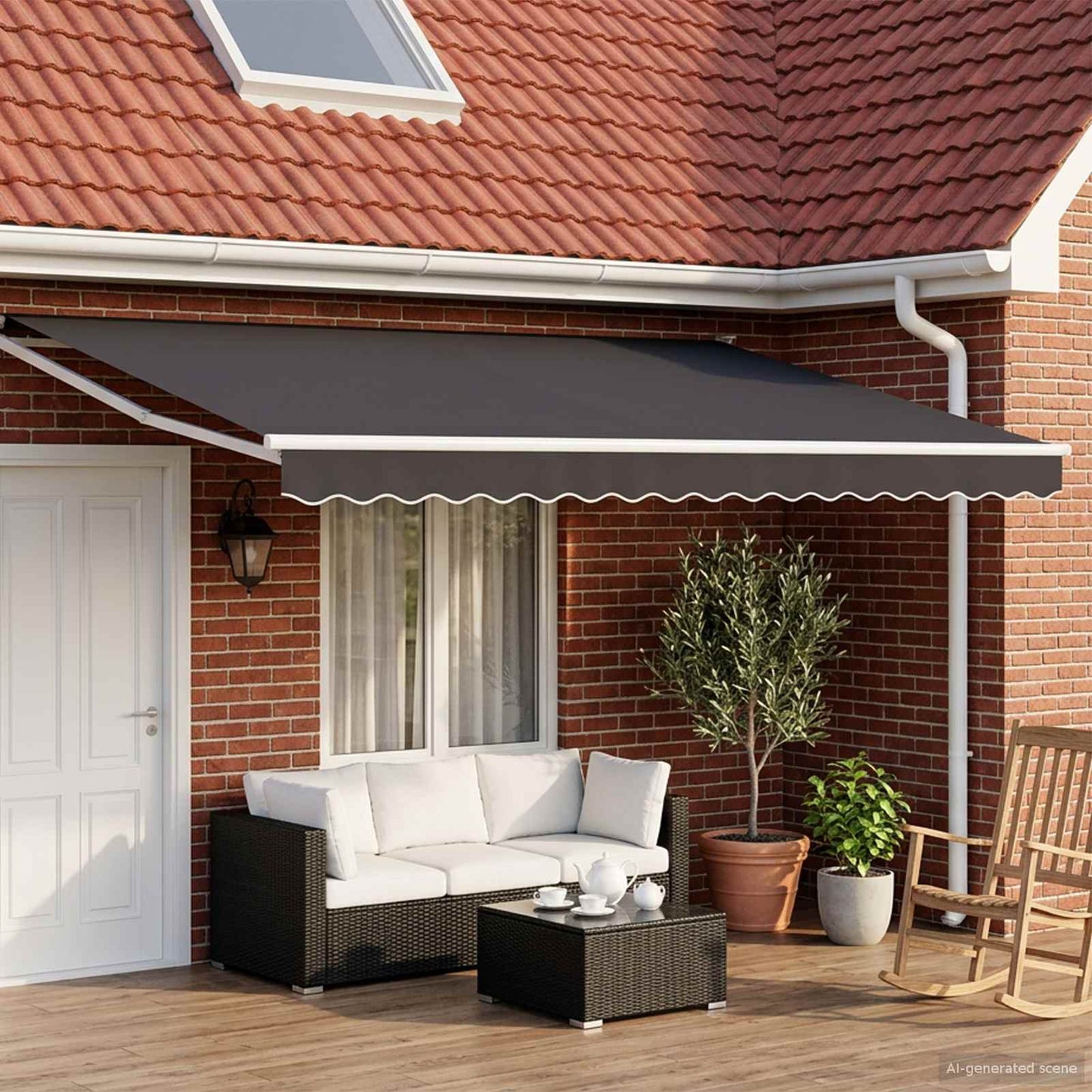 vidaXL Electric Retractable Awning Anthracite and White 5 x 3 m 1