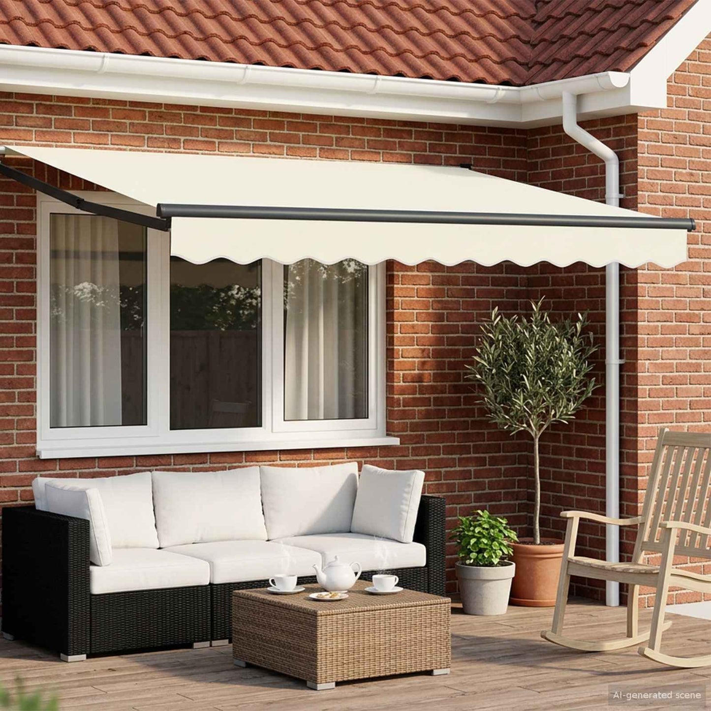 vidaXL Electric Retractable Awning Cream and Anthracite 3 x 2.5 m 1