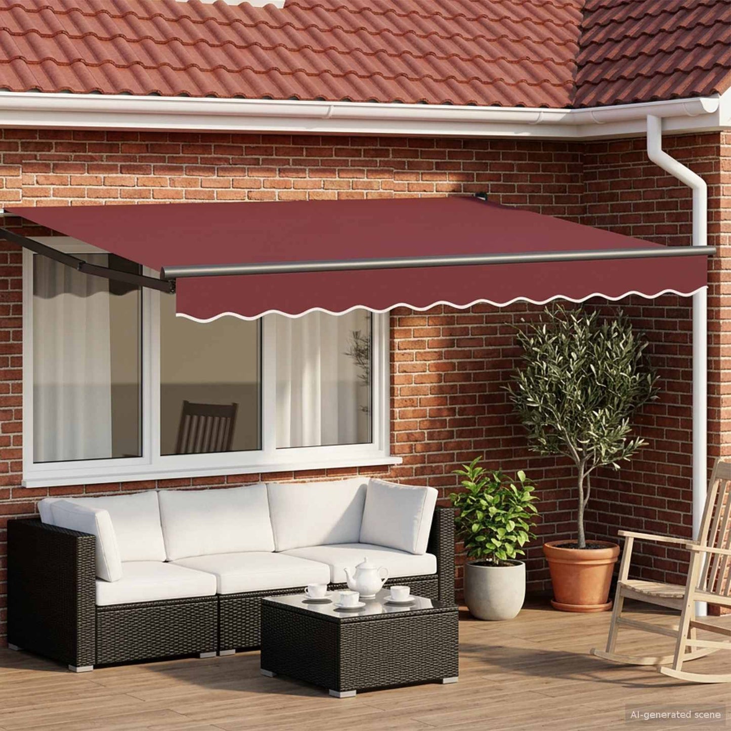 vidaXL Electric Retractable Awning Burgundy and Anthracite 3 x 2.5 m 1