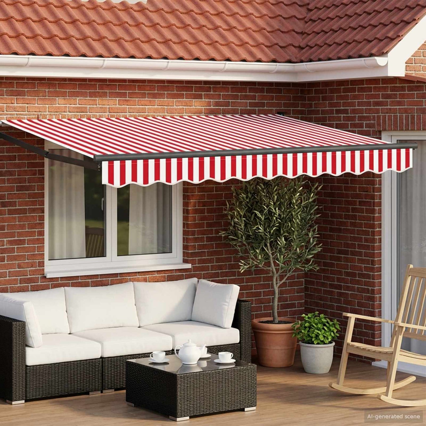 vidaXL Electric Retractable Awning Red, White and Anthracite 3 x 2.5 m 1